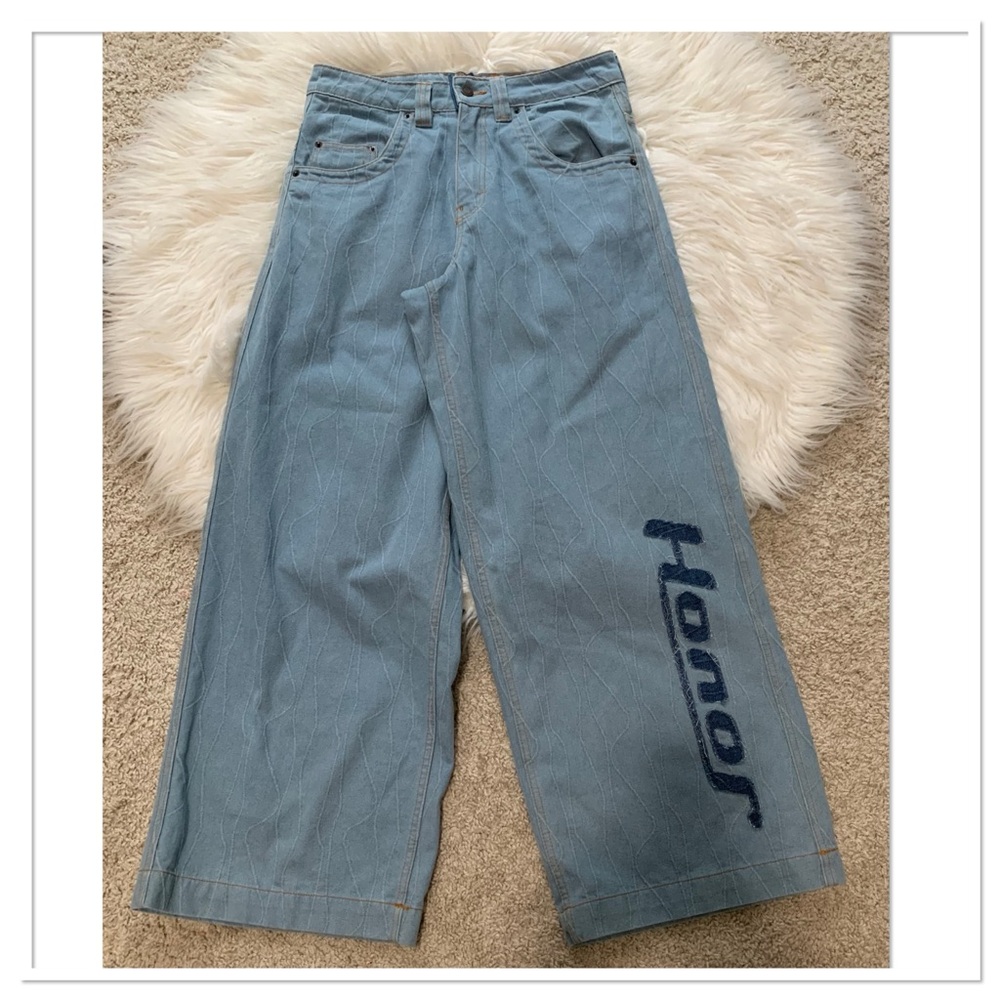 Honor The Gift Novelty Frequency Pattern Jacquard Denim Pant Indigo Blue Size 30
